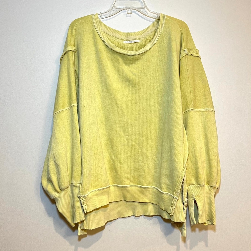 Free People We The Free Camden Oversized Sweatshirt Boxy Yellow Raw Edge Medium